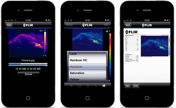termovizní software FLIR tools pro iPhone