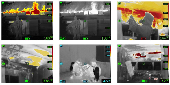 Galerie snímků z ručních termokamer FLIR pro hasiče.