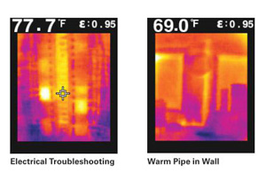 termovizní termogramy - problémy s elektřinou, potrubí ve zdi